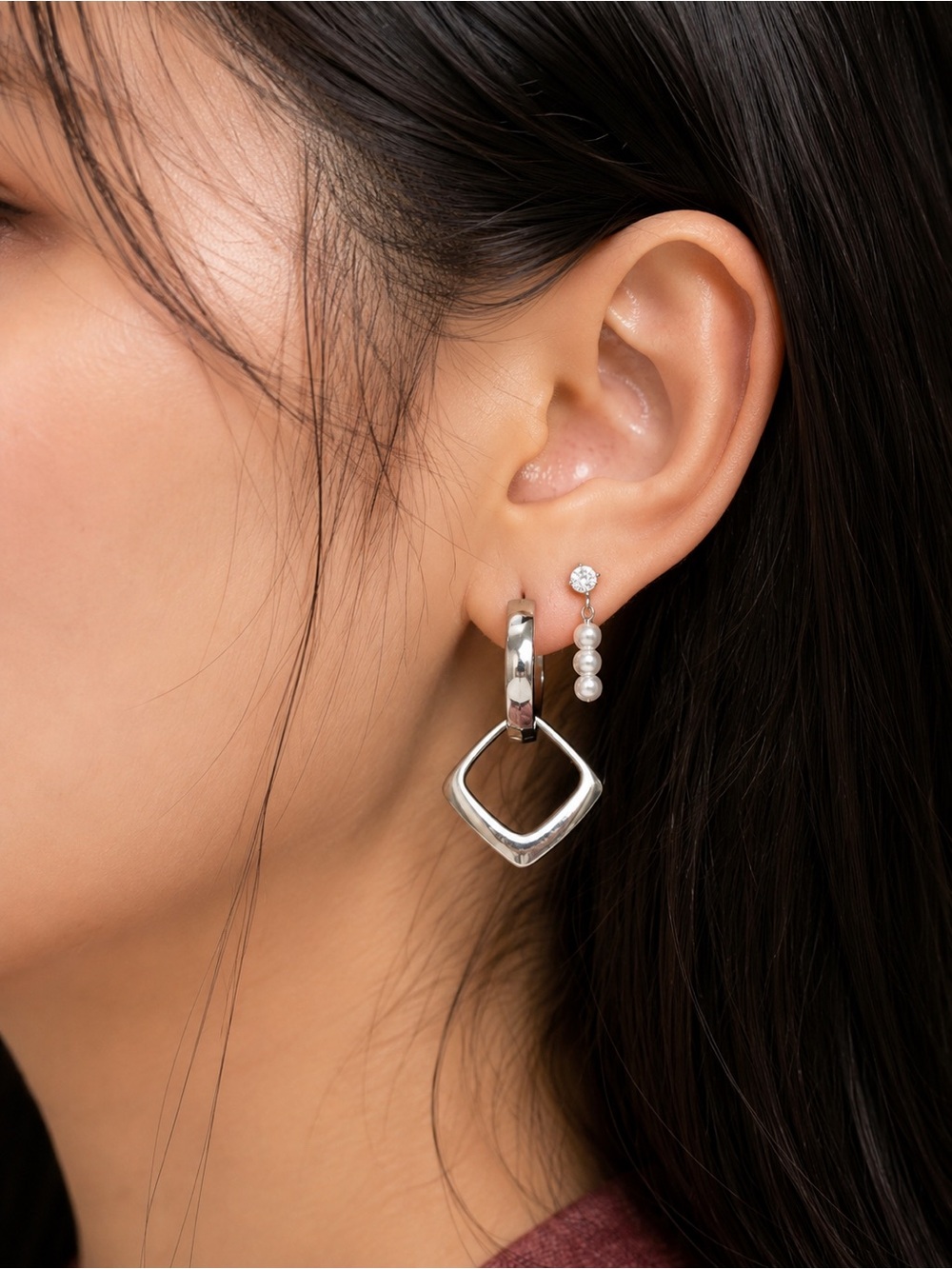#143 Stainless Steel Low Allergy Silver Stud Earrings